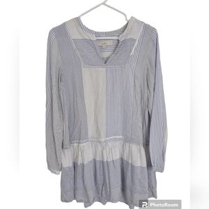 Loft Blue Striped Dropped Waist Dress‎ Size XS  Lightweight Flowy Classic